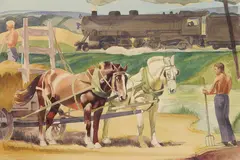 Paul Ulen, - Hay Wagon-, watercolor on illustration board, ca. 1955, good condition