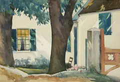 Paul Shively, - ''House at Pigeon Cove''-, watercolor on illustration board