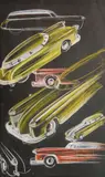 Viktor Schreckengost, - Automobile Concept Drawings-, mixed media on paper, some discoloration in some of the white lines, possibly foxing