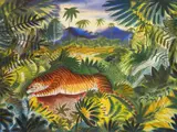 Paul B. Travis, - African Tiger-, watercolor on board, 1959