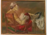 J. Carlson, - Woman Reading-, oil on canvas, 1960