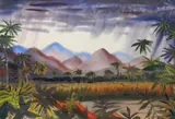 Paul B. Travis, - ''African Savanna in the Rain''-, watercolor on board, 1960