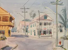 - ''Key West''- by Martin Linsey, watercolor on paper, 1968, sold Mar 2020