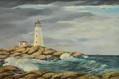 Ray A. Grathwol, - Lighthouse-, oil on masonite