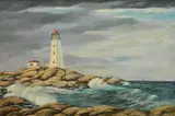 Ray A. Grathwol, - Lighthouse-, oil on masonite