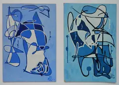 Charles E. Harris, - ''Encore Mildred #5'' & ''Ala Mildred''- 2, oils on masonite, both