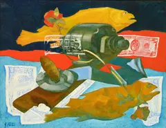 John Poti, - ''Machine of the Future''-, oil on canvasboard