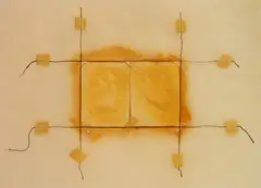 Michael Vessa, - Untitled-, mixed media with string and masking tape