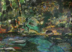 Randall Tiedeman, - Landscape-, oil pastel on paper