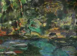 Randall Tiedeman, - Landscape-, oil pastel on paper