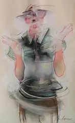 Randall Tiedeman, - Standing Woman-, pastel on paper