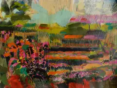 Randall Tiedeman, - Landscape-, oil pastel on paper