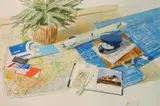 Richard Treaster, - Still Life with New York Maps-, watercolor on paper