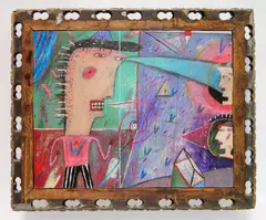 Michael Nakoneczny, - ''Native Tongue / The Hunted''-, acrylic on masonite, 1984
