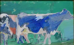 Phyllis Seltzer, - ''Wadsworth Farnsworth Cows''-, oil and graphite on paper, 1984