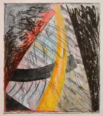 David Haberman, - ''Into The World''-, mixed media on paper, 1988