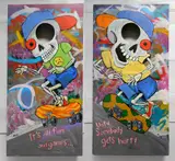 George Kocar, - ''It's All Fun and Games....Until Somebody Gets Hurt''- pair of, acrylic on board (corn hole boards), 2014, both