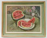 Vaili Sergeevich Karkots, - ''Still-Life with Watermelon''-, oil on board, 1961