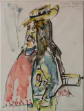 Stephen Longstreet, - ''Sunset Strip, LA''-, pen and ink and watercolor on paper, 1970