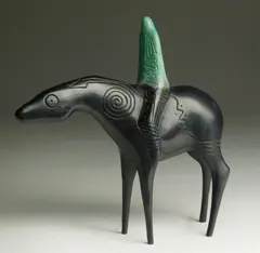 Gene Tobey, & Rebecca Tobey (American 1948- )- Horse and Rider-, bronze sculpture