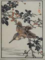 Kōno Bairei, Uccello, 1881, Pagina tratta dal primo volume del "Bairei Hyakucho Gafu" (L'Album di cento uccelli di Bairei). Editore: