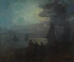 Carlo Costantino Tagliabue, Notturno con pescatori, 1918