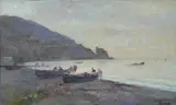 Raffaele D' Amato, Pescatori sulla spiaggia, 1919
