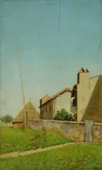 Paesaggio toscano by Fabio Borbottoni, Sul verso: antico cartiglio scritto con i dati dell'opera., offered Apr 2017
