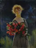 Aldo Severi, Donna con fiori, 1908