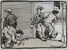 Ladri all'opera by Gino Mugnai, 1920, Vignetta umoristica per la Nazione. Firma in basso a destra. Sul verso, offered Apr 2017