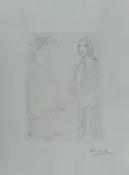 Pablo Picasso, Femme assise au Chapeau et Femme debout drapèe, 1933, Dalla Suite Vollard. Riportante firma in basso a destra Pubblicazioni: