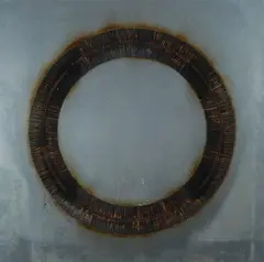 Dessin de feu circulaire by Bernard Aubertin, 1974, fiammiferi bruciati on metallo, offered Apr 2017