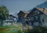 Giuseppe Pesa, Paesaggio alpino, Sul verso: etichetta Galleria d'Arte Scaligera