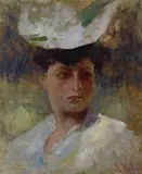Romano Valori, Donna con cappellino bianco, 1906