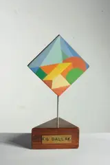 Giacomo Balla, Motivo geometrico, dipinto sul fronte and sul retro. Autentica di Luce Balla on foto con timbro Galleria Parametro