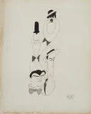 Al Hirschfeld, Caricature di Stan Laurel e Oliver Hardy, Abbot & Costello, Firmma in basso a destra