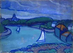 Gino Rossi, Paesaggio, 1907, Sul verso: "Marina/ Bretone/1907"; "Gino Rossi". Bibliografia: