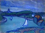 Gino Rossi, Paesaggio, 1907, Sul verso: "Marina/ Bretone/1907"; "Gino Rossi". Bibliografia: