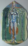 Bruno Ceccobelli, Adamo cadmo, 1998, mixed media and collage on cardboard