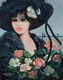 Fausto Maria Liberatore, Donna sulla spiaggia con fiori