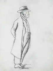 Uomo con cappello by Ottone Rosai, 1934, charcoal on paper, offered Oct 2016