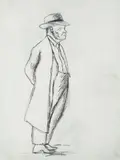 Uomo con cappello by Ottone Rosai, 1934, charcoal on paper, offered Oct 2016