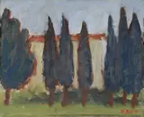 Cipressi e case by Ottone Rosai, 1955, offered Oct 2016
