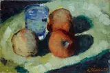 Renzo Grazzini, Natura morta con mele e bicchiere, 1958