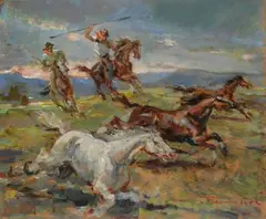 Butteri a cavallo by Oreste Zuccoli, offered Oct 2016