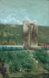 Achille Formis, Paesaggio con pozzo e pescatore