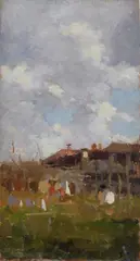 Studio di paesaggio by Giuseppe Mentessi, Siglato in basso a destra. Sul verso, offered Oct 2016