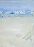 Moses Levy, Spiaggia, tempera on cardboard