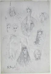Studi per volti by Guido Borgianni, 1965, offered Jul 2016