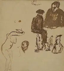 Studio di figure by Mario Sironi, 1930, sul verso: dichiarazione di autenticità di Anna Madami. Autentica di Caludia Gian Ferrari on foto., offered Jul 2016